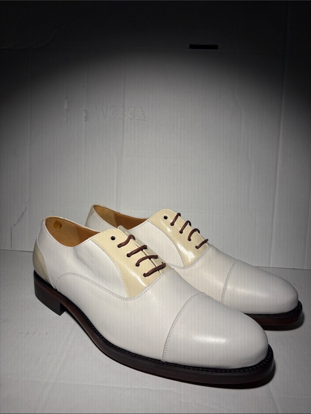 Hockerty Men’s White Cap-Toe Oxford Shoes - LaceUp Dress Shoes Size 41EU 8-8.5US